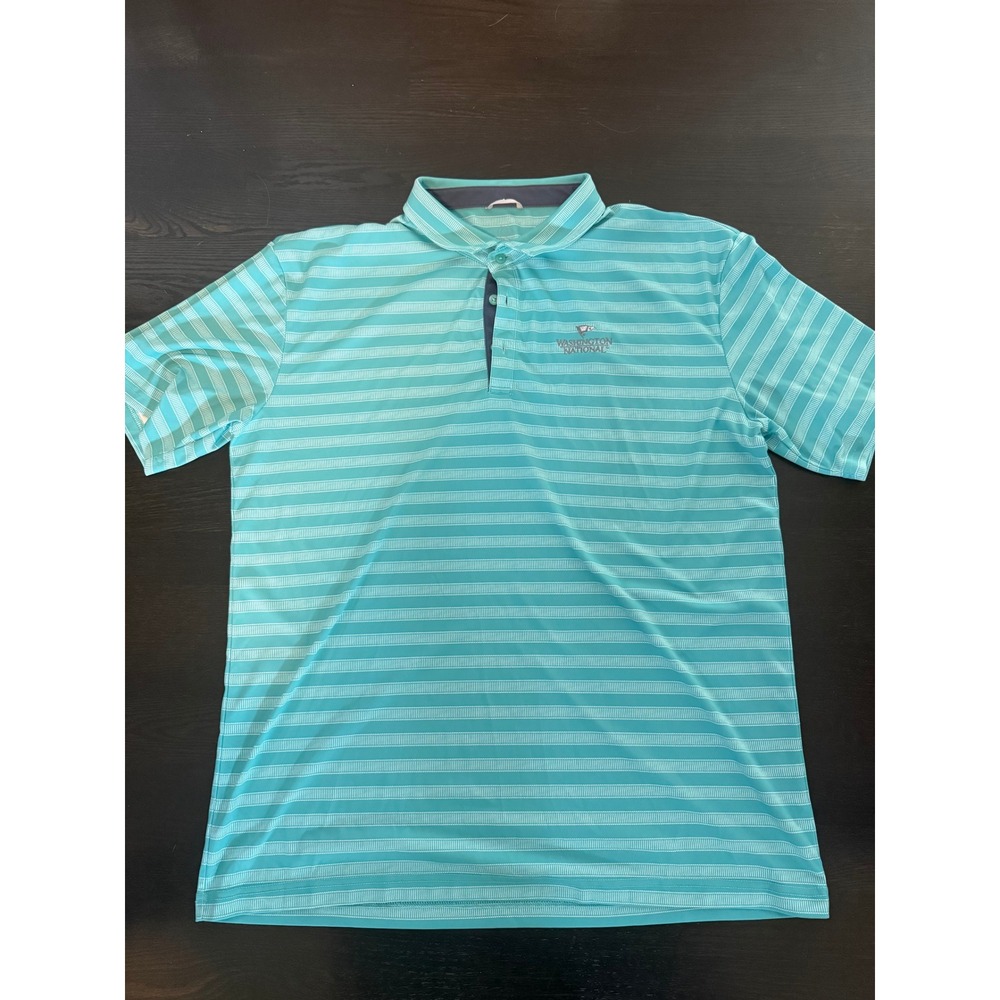 Swannies Golf Polo XL Teal Excellent Washington National Golf Course Striped